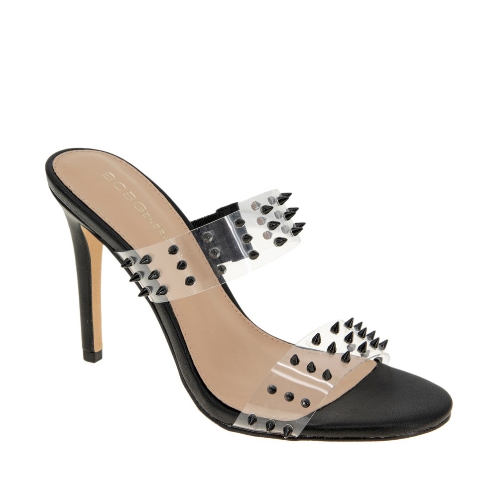 BCBGeneration Women's Jidana Studded Stiletto Sandals - Clear Black - Size 9.5
